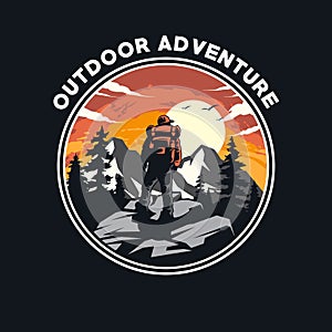 Outdoor Adventure Logo. Camping and Hiking Logo design Illustration Vector