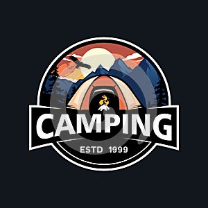 Outdoor Adventure Logo. Camping and Hiking Logo design Illustration Vector