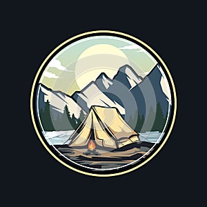 Outdoor Adventure Logo. Camping and Hiking Logo design Illustration Vector