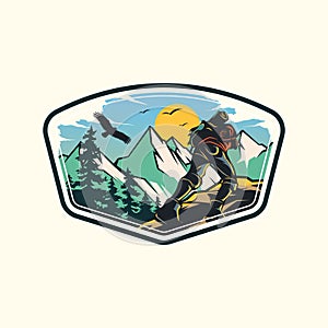 Outdoor Adventure Logo. Camping and Hiking Logo design Illustration Vector