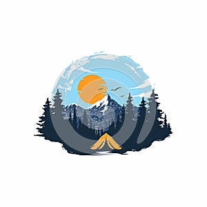 Outdoor Adventure Logo. Camping and Hiking Logo design Illustration Vector