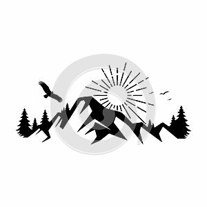 Outdoor Adventure Logo. Camping and Hiking Logo design Illustration Vector