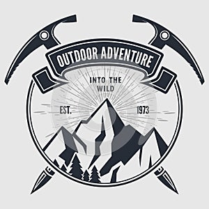 Outdoor Adventure vintage label, badge, logo or emblem. Vector illustration