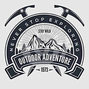 Outdoor Adventure vintage label, badge, logo or emblem. Vector illustration