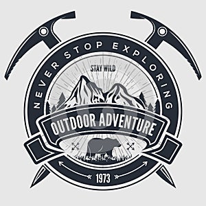 Outdoor Adventure vintage label, badge, logo or emblem. Vector illustration
