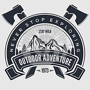 Outdoor Adventure vintage label, badge, logo or emblem. Vector illustration