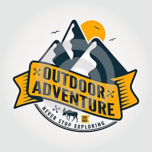 Outdoor Adventure vintage label, badge, logo or emblem. Vector illustration