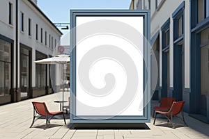 Outdoor advertising billboard mockup in an urban setting with empty white space