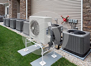Outdoor air conditioning and heat pump units photo