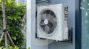 Outdoor air conditioning unit installation - fresh air concept for cooling homes and offices