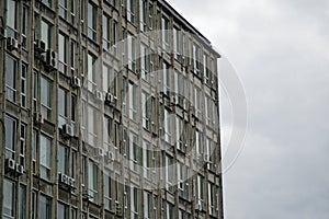 Outdoor Aircond Unit and Residential Windows in vintage style