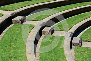 Outdoor amphitheatre steps made of stone and grass