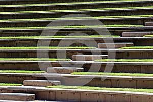 Outdoor amphitheatre steps made of stone and grass