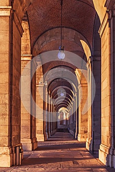 Outdoor arched corridor with columns in the Royal Palace