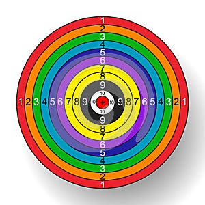 Outdoor archery target in rainbow colors
