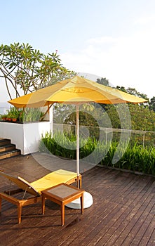 Outdoor balcony patio in wood