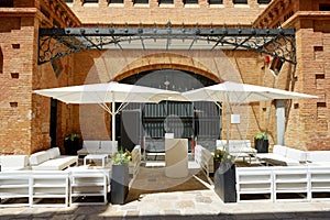 The outdoor bar on street of Sitges town