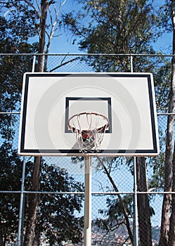 Outdoor Basketball hoop on an Urban outdoor playground