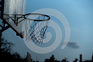 Outdoor basketball on the  skybackground