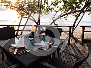 Outdoor beachfront dining resort restaurant photo