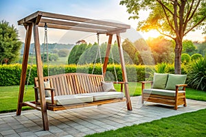 Outdoor Bench & Swing Chair Relaxing Garden Spot photo