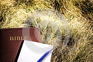 Outdoor Bible study during mountain hike in the fall