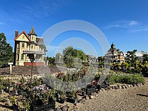 Outdoor buildings at Linton\'s Enchanted Gardens in Elkhart, Indiana