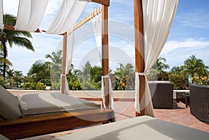 Outdoor Cabana Beds in the Tropics photo