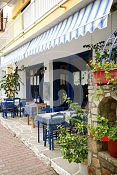 Outdoor cafe in greek town