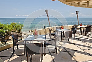 Outdoor cafe overlooking ocean photo