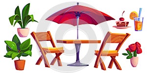 Outdoor cafe or restaurant terrace furniture