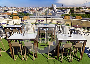 Outdoor cafe on the roof in Madrid, Spain