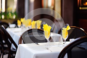 Outdoor cafe on sunny spring day