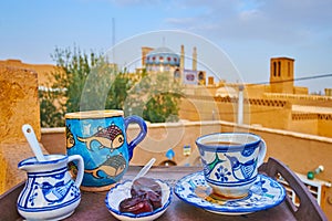 In outdoor cafe of Yazd, Iran