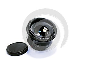Outdoor camera lens on white background