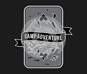 Outdoor camp adventure white on black