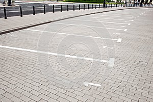 Outdoor car parking lots with white marking lines