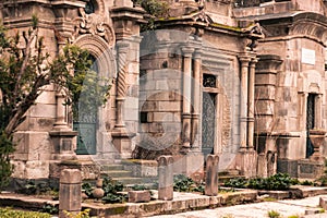 outdoor cemetery with its mausoleums, tombs, altars