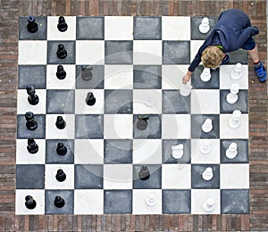 Outdoor chess board from above