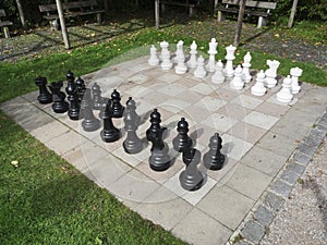 Outdoor chess game in the park