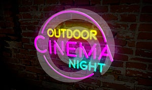 Outdoor cinema night neon