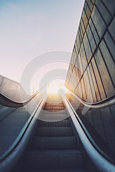 Outdoor city escalator stairway
