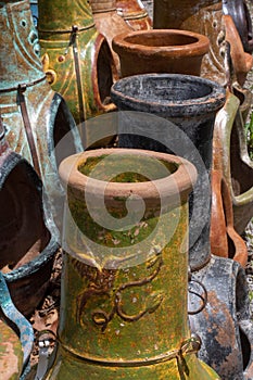 Outdoor clay chimineas closeup photo photo