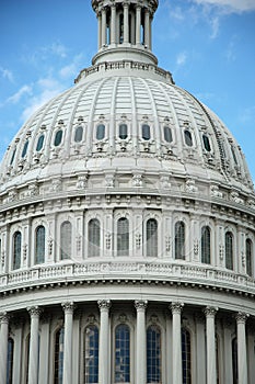 Outdoor closeup view of US Capitol