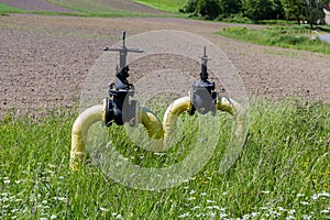 Outdoor closing valves of underground gas pipeline on a field