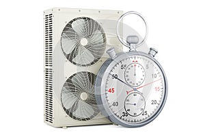 Outdoor Compressor Multi-Zone Unit, Air Conditioner with stopwatch, 3D rendering