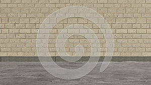 outdoor concrete floor supports brick wall space abstract street modern 3d rendering background design material