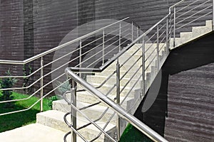 Outdoor Concrete Staircase With Stainless Steel Handrail