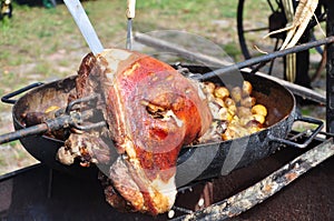 Outdoor cooking - pork shank