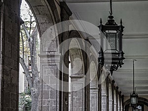 The outdoor corridor at National Palace, Mexico City